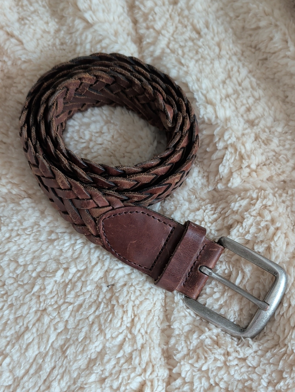 Braided Leather Men's Belt - Brown